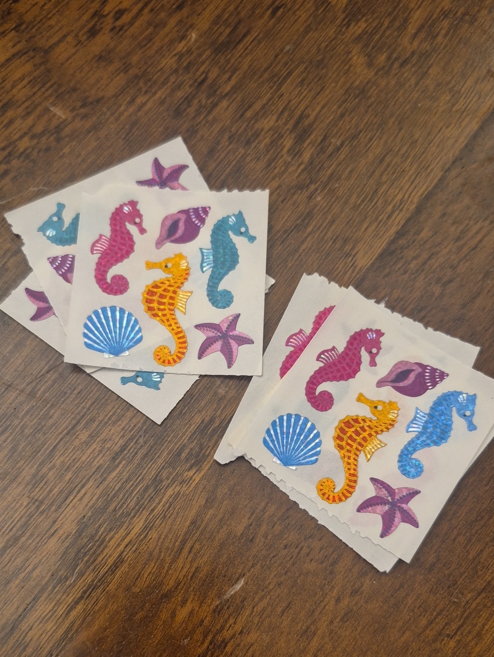 Sea Creature Sticker Sheets - Colorful Seahorses & Shells